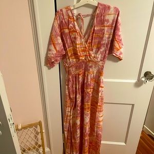 Tie dye dolman sleeve maxi dress